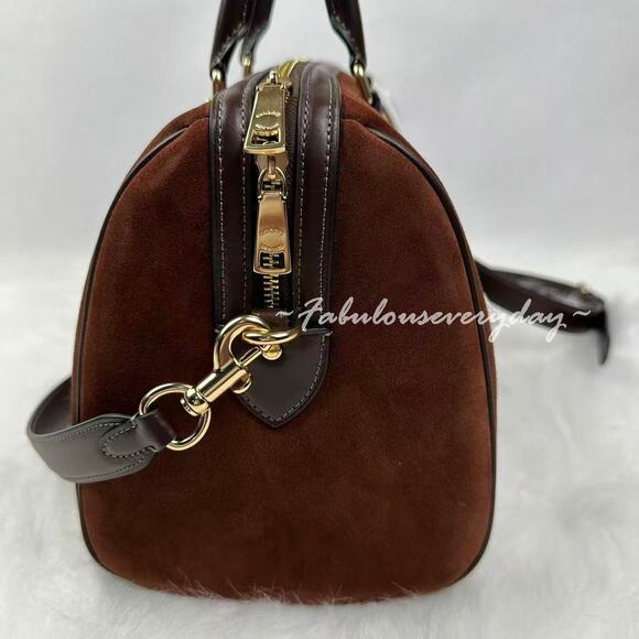 Coach Rowan Large Satchel Bag Crossbody In Suede/Im/Vintage Brown CCC79 NWT - Picture 2 of 12